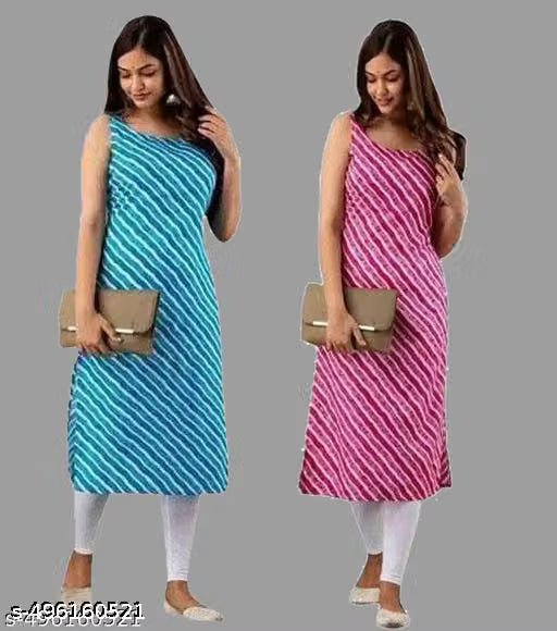 Crepe fabric-Womens Kurtis Pack Of 2