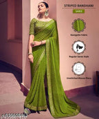 Bandhani Printed saree with Banarasi Lace Border and with unstitched blouse piece New Arrival Latest Georgette Printed Saree Fancy Women's Designer Saree Trending Saree Bollywood Saree daily use saree, fancy saree, naye design of saree nai design of saree