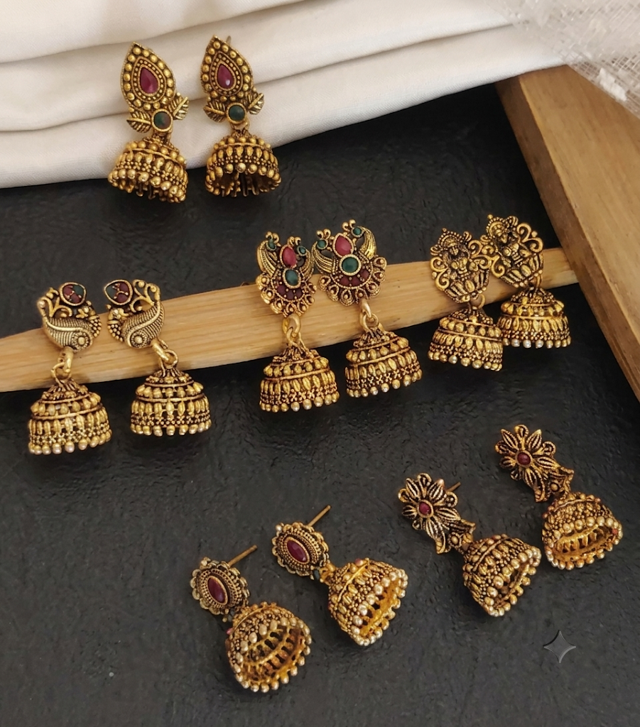 Gold Plated Traditional Ethnic Jhumka – Set of 6