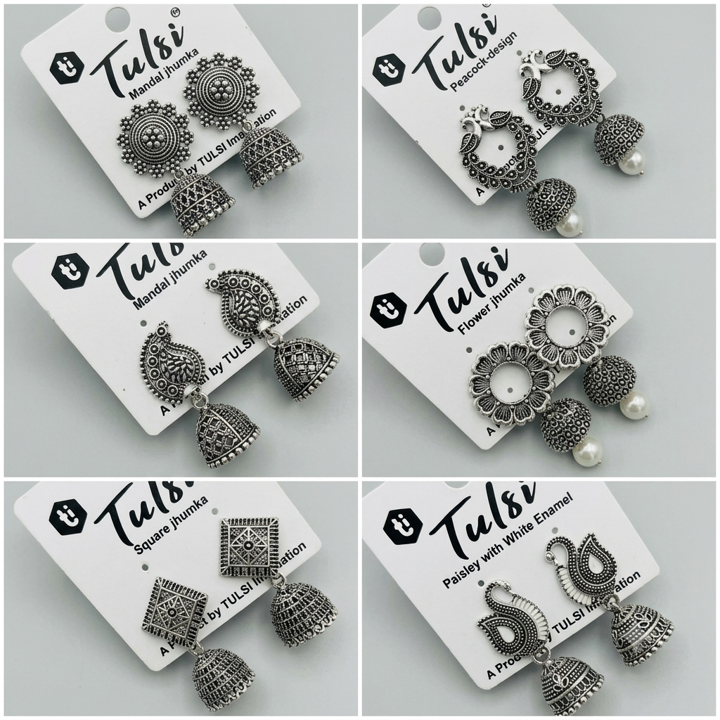 Silver Plated Earrings ( Combo Of 6)
