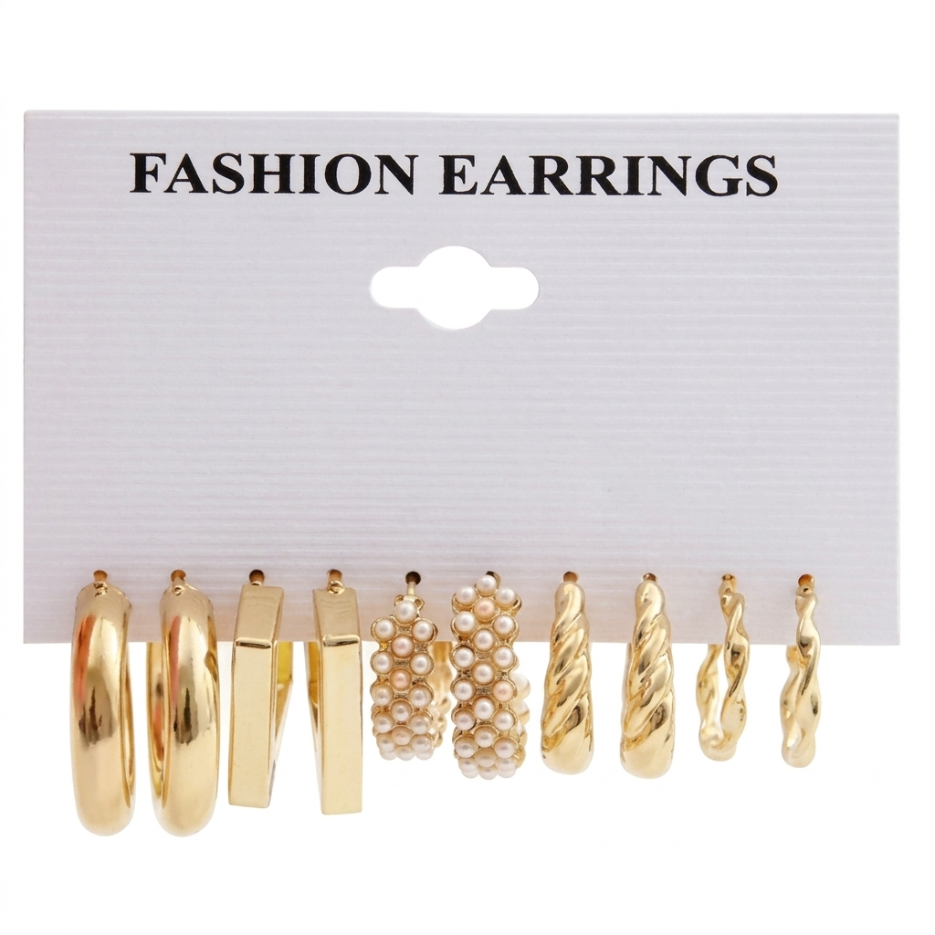 Vassaley American  C-Shaped Earrings(Pack of 5)