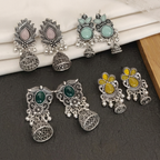 Silver jhumkas (Pack of 4)