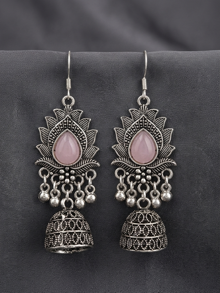 Silver jhumkas (Pack of 4)