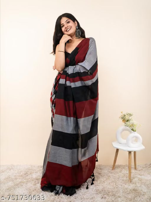 Khadi Silk Saree Without Blouse
