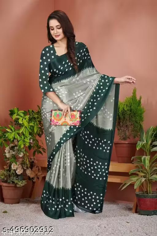 Best Chiffon Silk Bandhani Daily Wear Saree